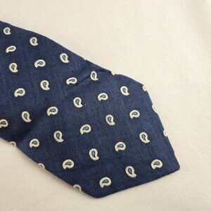 Brooks Brothers All Linen Blue Paisley Necktie 3.5” x 60” Hand Made USA Preppy